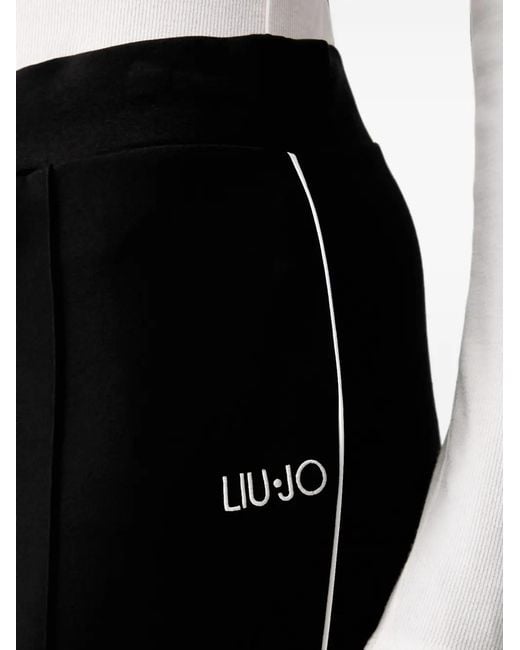 Liu Jo Black Logo-Print Drawstring-Waist Track Pants