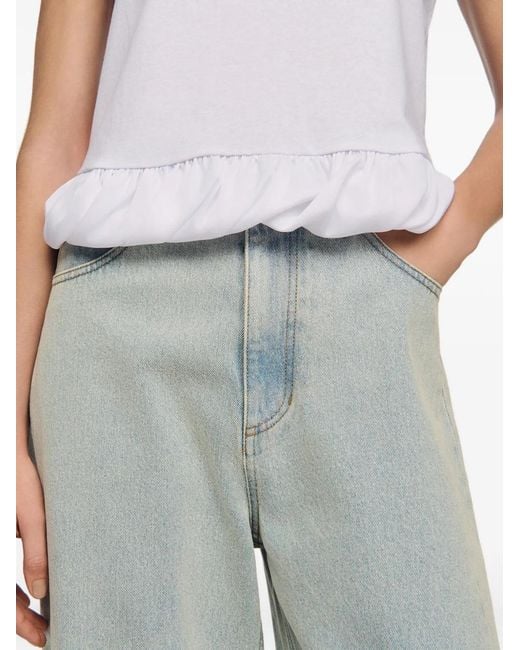 Sandro White Ruffled Tank Top