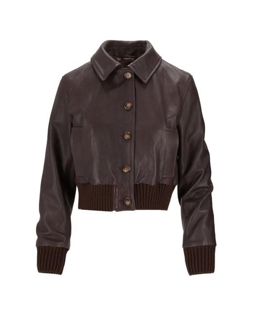 LA ROSE Brown Veste Capra À Bords Côtelés