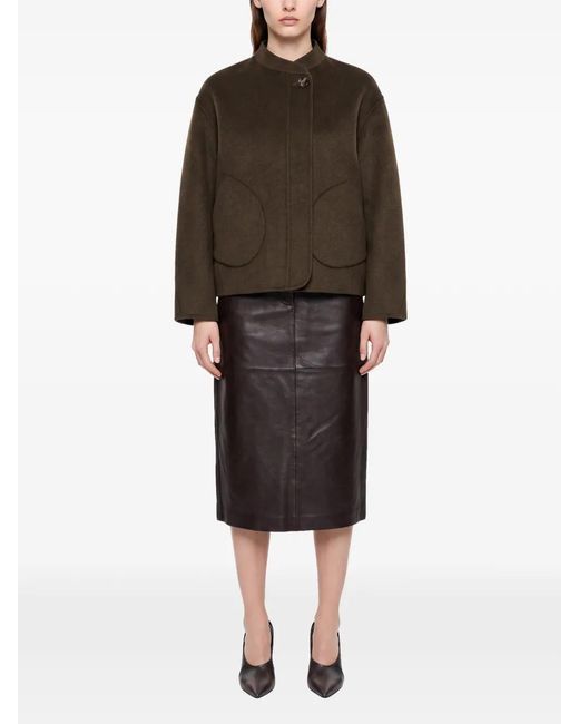Soeur Brown Windsor Button-Up Patch-Pocket Jacket