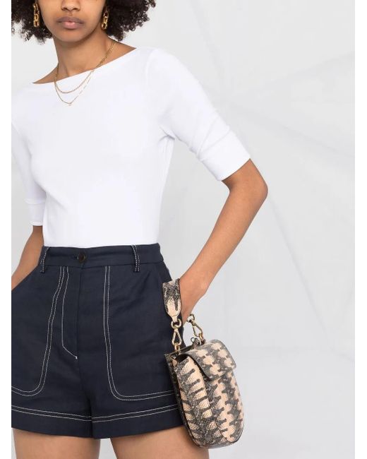 Ralph Lauren White Judy Boat Neck Top