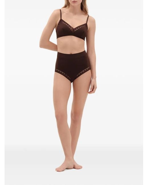 Eres Brown Stillness Lace-Trim Briefs