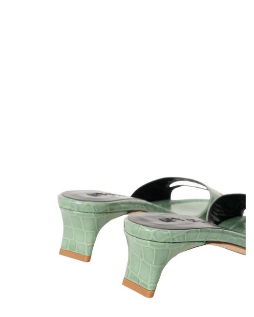 By Far Green Babygirl Fresh Embossed Slip-On Mules