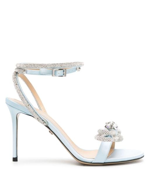 Mach & Mach White Crystal-embellished 100mm Sandals