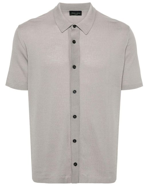Roberto Collina Gray Fine-knit Polo Shirt for men