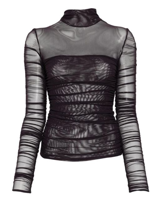 Top de malla con cuello alto FEDERICA TOSI de color Black