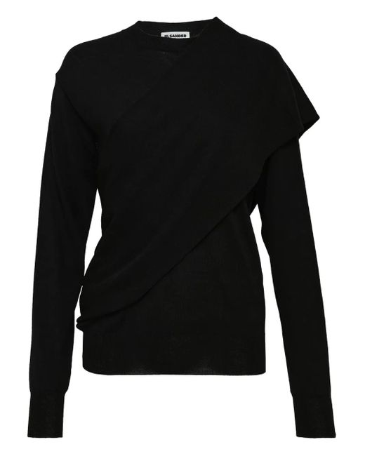 Sudadera Con Panel Drapeado Jil Sander de color Black