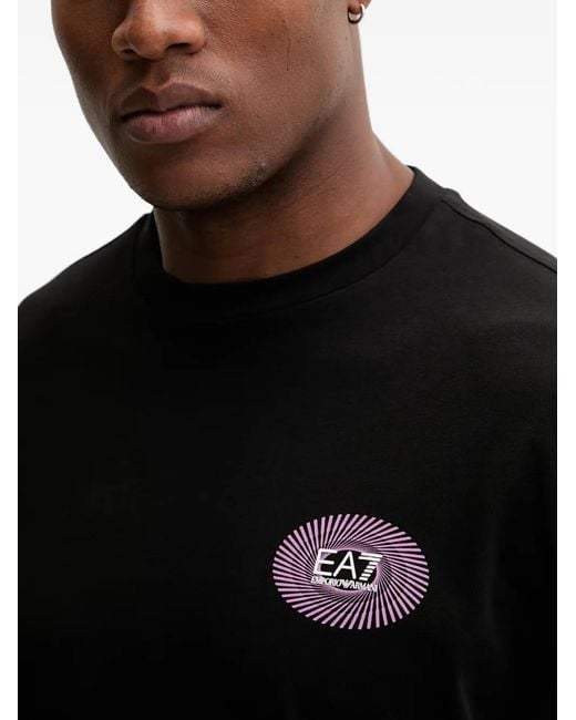 EA7 Black Logo-Print T-Shirt for men