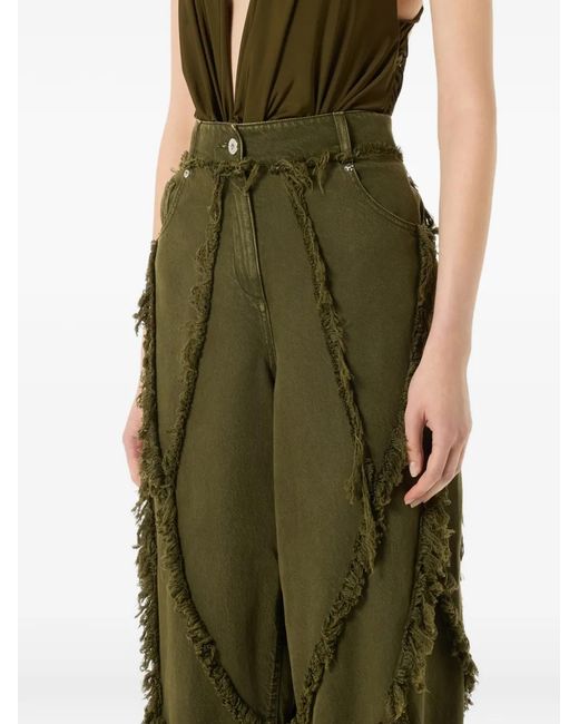 Blumarine Green Frayed Jeans