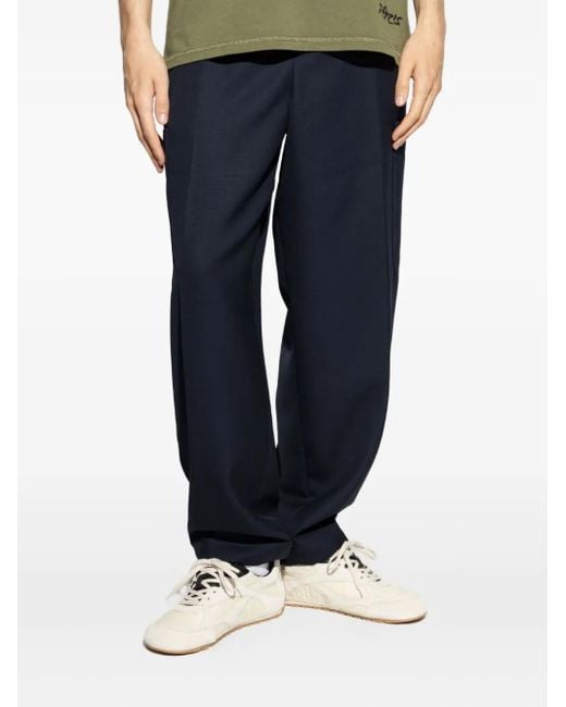 KENZO Blue Drawstring Tapered Trousers for men