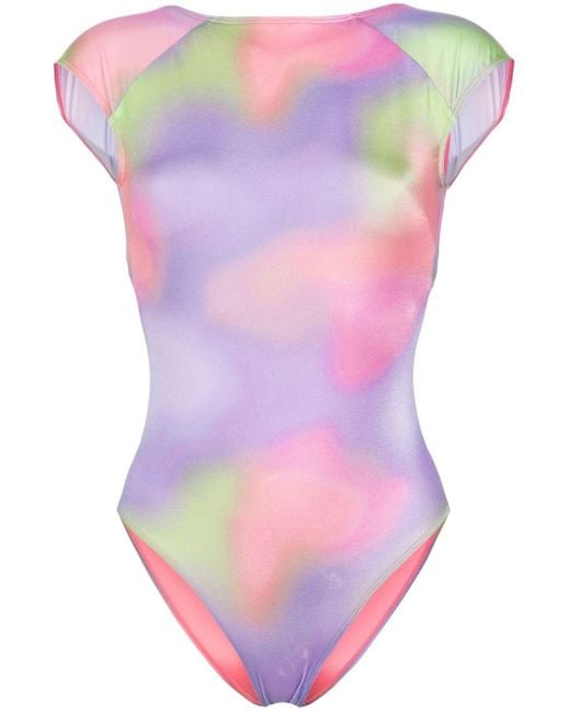 Emporio Armani Pink Abstract-print Swimsuit