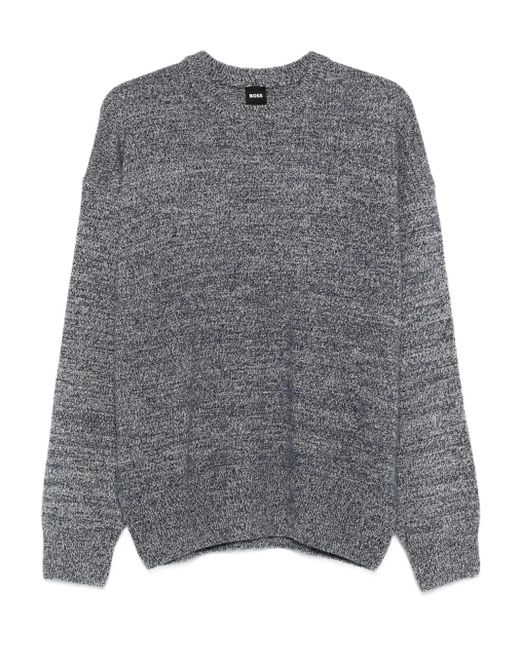 Maglione Girocollo Effetto Maculato di Boss in Gray da Uomo
