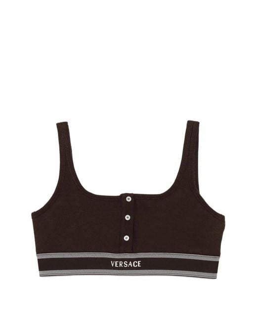 Versace Brown Soutien-Gorge À Logo Brodé