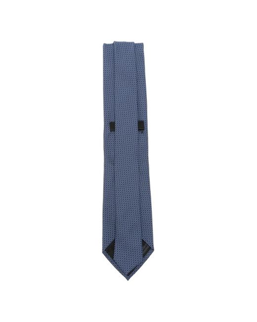 Zegna Blue Geometric-Pattern Tie for men