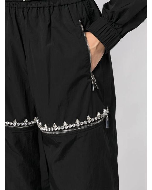Area Black Crystal-embellished Wide-leg Trousers