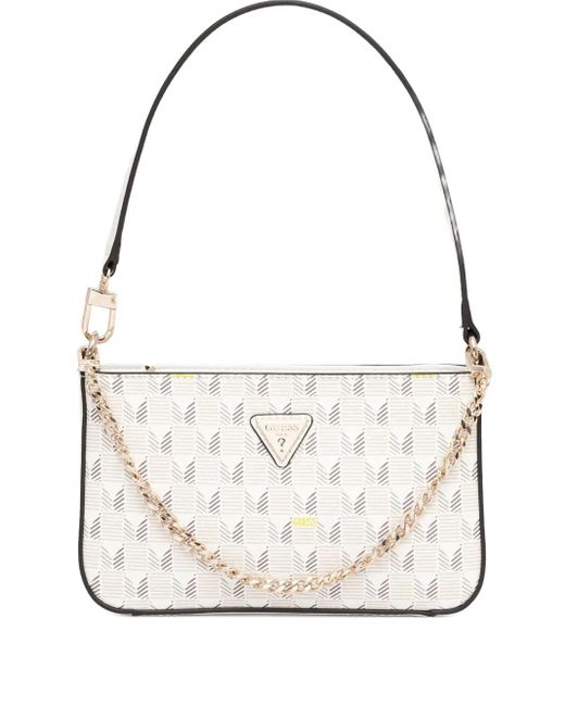 Guess White Chain-Detail Shoulder Bag
