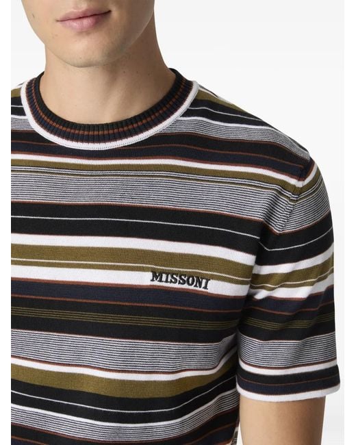 Missoni Black Striped-Pattern T-Shirt for men