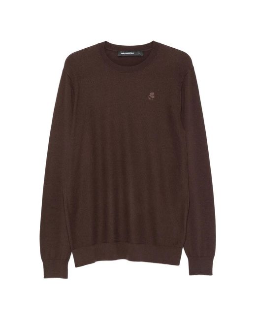 Karl Lagerfeld Brown Logo-Embroidered Waffle-Knit Sweater for men