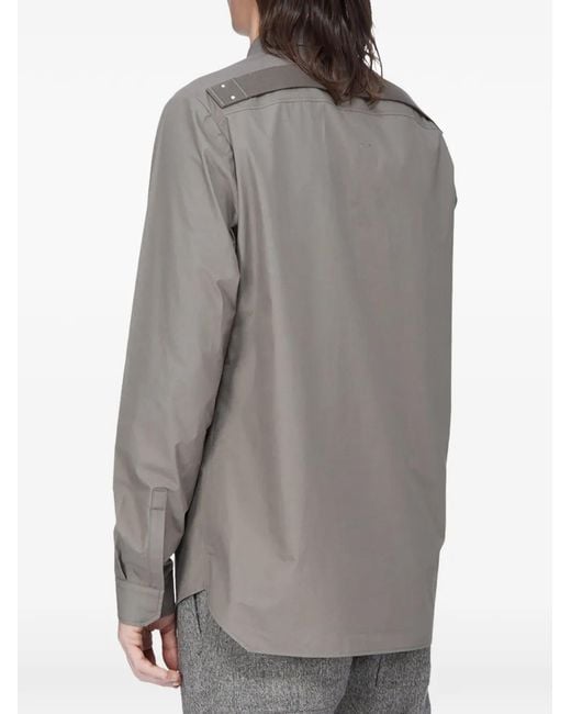 Rick Owens Gray Fog Pocket Long-Sleeve Shirt for men