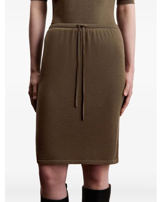 12 STOREEZ Brown Drawstring Merino Skirt