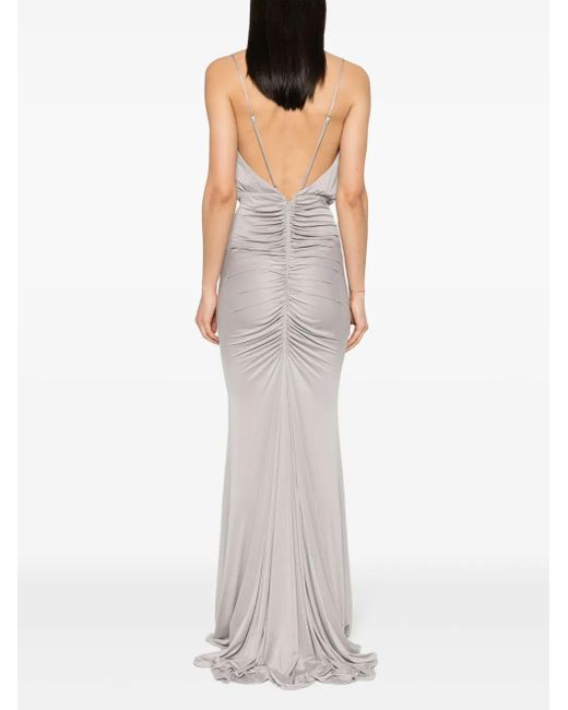 Elisabetta Franchi ギャザー ノースリーブドレス Gray