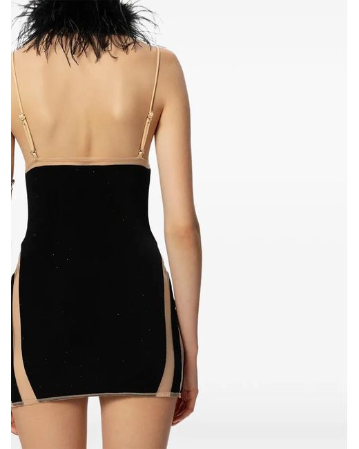 GOD SAVES QUEENS Black Angelina Crystal-Embellished Mesh-Panelled Mini Dress