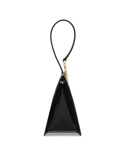 Ferragamo Black Mini Gancini Patent-Leather Clutch