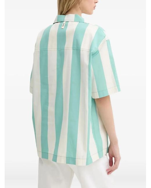 Sunnei Green Striped-Pattern Short-Sleeve Shirt