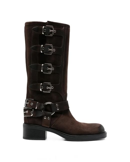 GISEL B Black Multi-Buckle Leather Boots