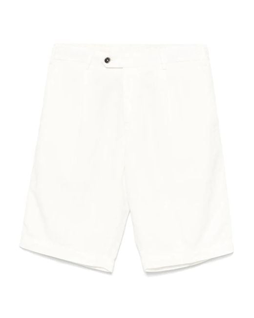 PT Torino White Pleat-Detailed Shorts for men