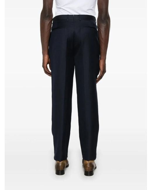 Zegna Blue Pleat-Detail Trousers for men
