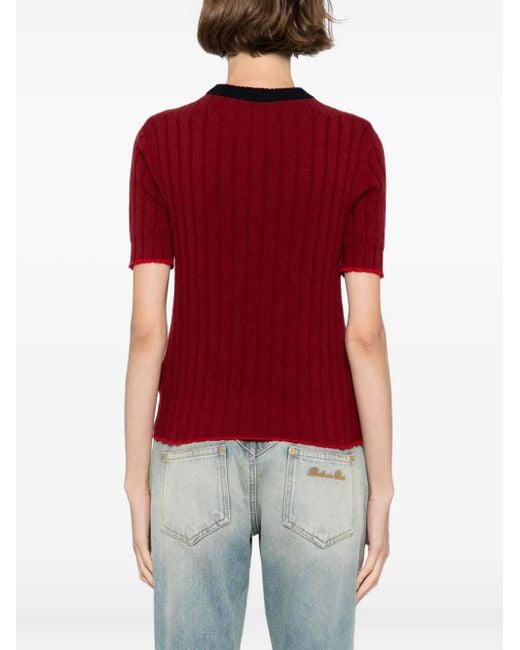 Barrie リブ トップ Red