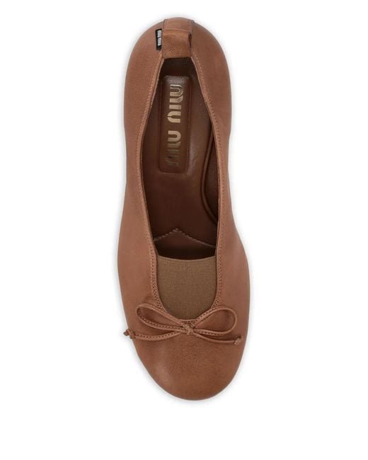 Miu Miu Brown Élan Bow-Detail Pumps