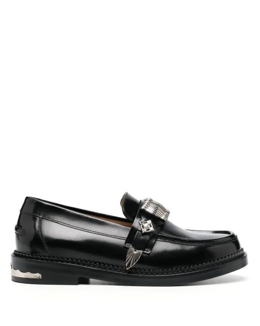 Toga Black Buckle-Detail Leather Loafers