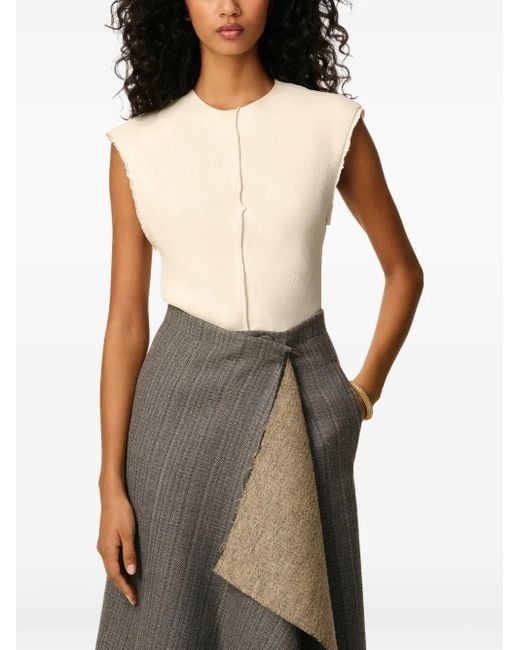 AMI Natural Raw-Edge Sleeveless Top