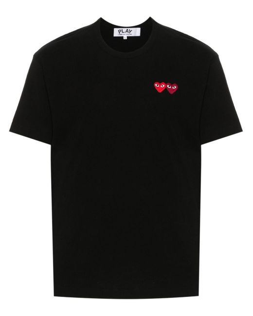 Camiseta con logo bordado COMME DES GARÇONS PLAY de hombre de color Black