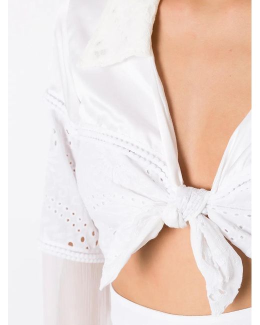 Amir Slama White Tie-Front Cropped Shirt