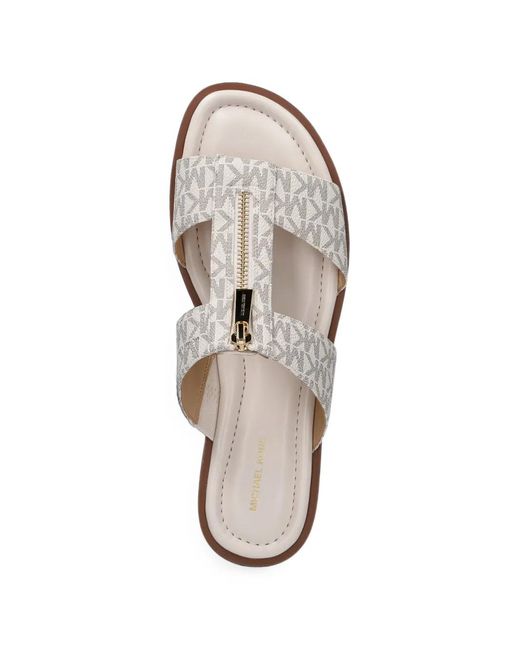 MICHAEL Michael Kors White Berkley Signature Logo Slide Sandals