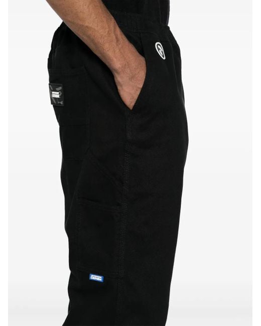 Aape By A Bathing Ape Black Moonface Logo Straight-Leg Trousers for men