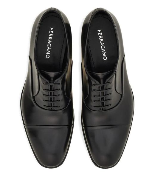 Ferragamo Black Oxford Shoes With Toe Cap for men