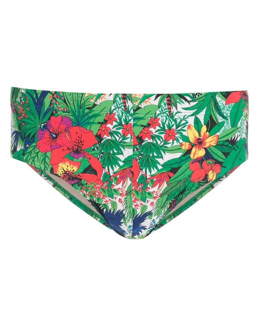 Amir Slama Green Floral-Print Swim Trunks for men