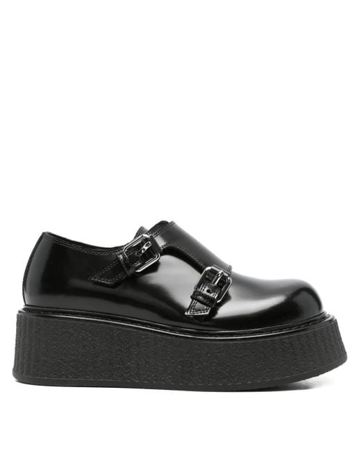Moschino Black Double-Buckle Platform Shoes