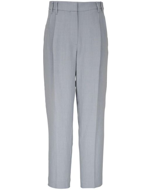 Brunello Cucinelli Gray Monili Chain-embellished Tapered Trousers