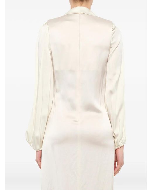 Lanvin White Satin Notched-Lapel Dress