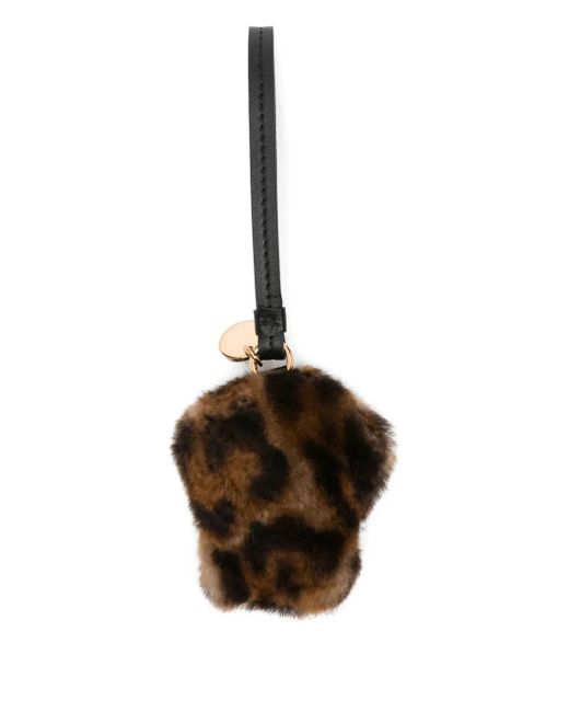 Versace Brown Leopard-Print Textured Keyring