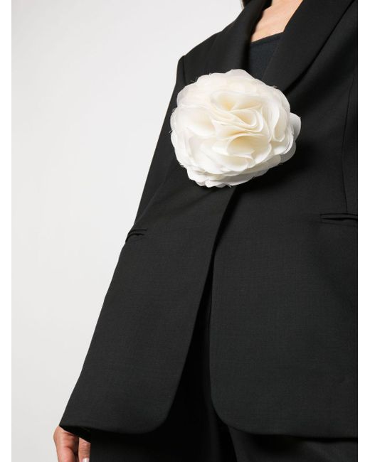 MANURI Black Floral-applique Wool Blazer