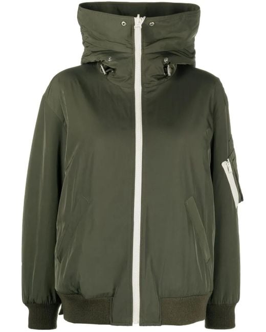 Yves Salomon Green Reversible Hooded Bomber Jacket