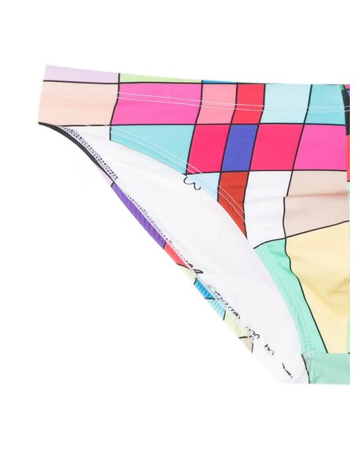 Amir Slama Blue Geometric-Print Swim Trunks for men