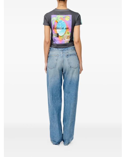 MM6 by Maison Margiela Blue Roundneck Graphic Sweatshirt