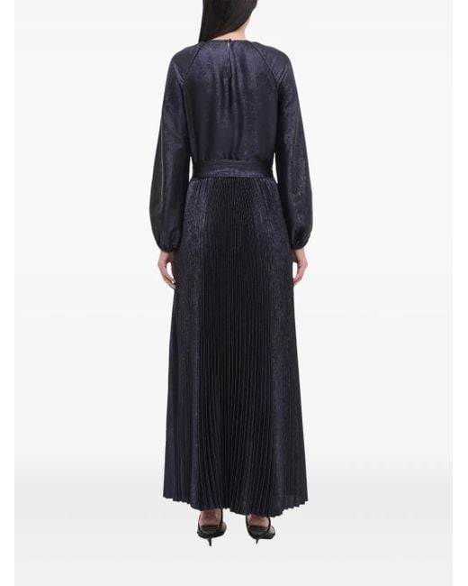 Jonathan Simkhai Blue Varenya Pleated Satin Maxi Dress